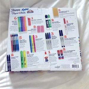 🎁 Sharpie Box 38 Pens Pencils Markers, Erasers, Glue etc.Kids School Gift Idea